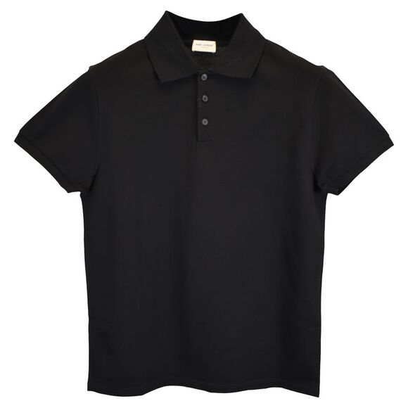 Saint Laurent Paris Cassandre Polo Shirt in Black Cotton - Picture 1 of 7